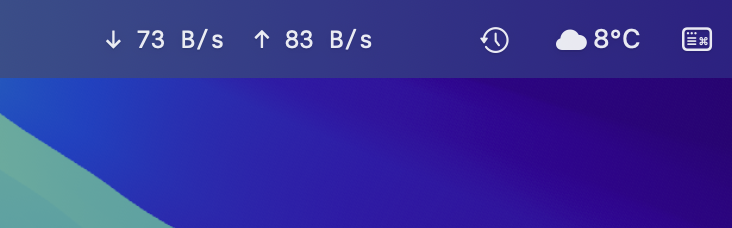 Spook menu bar showing live upload and download speeds